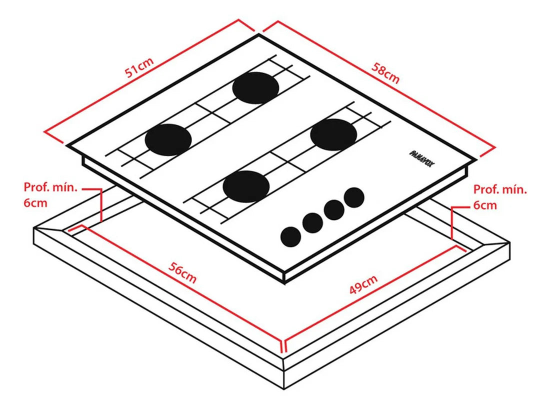 Anafe Empotrable PANAVOX 60 Inox